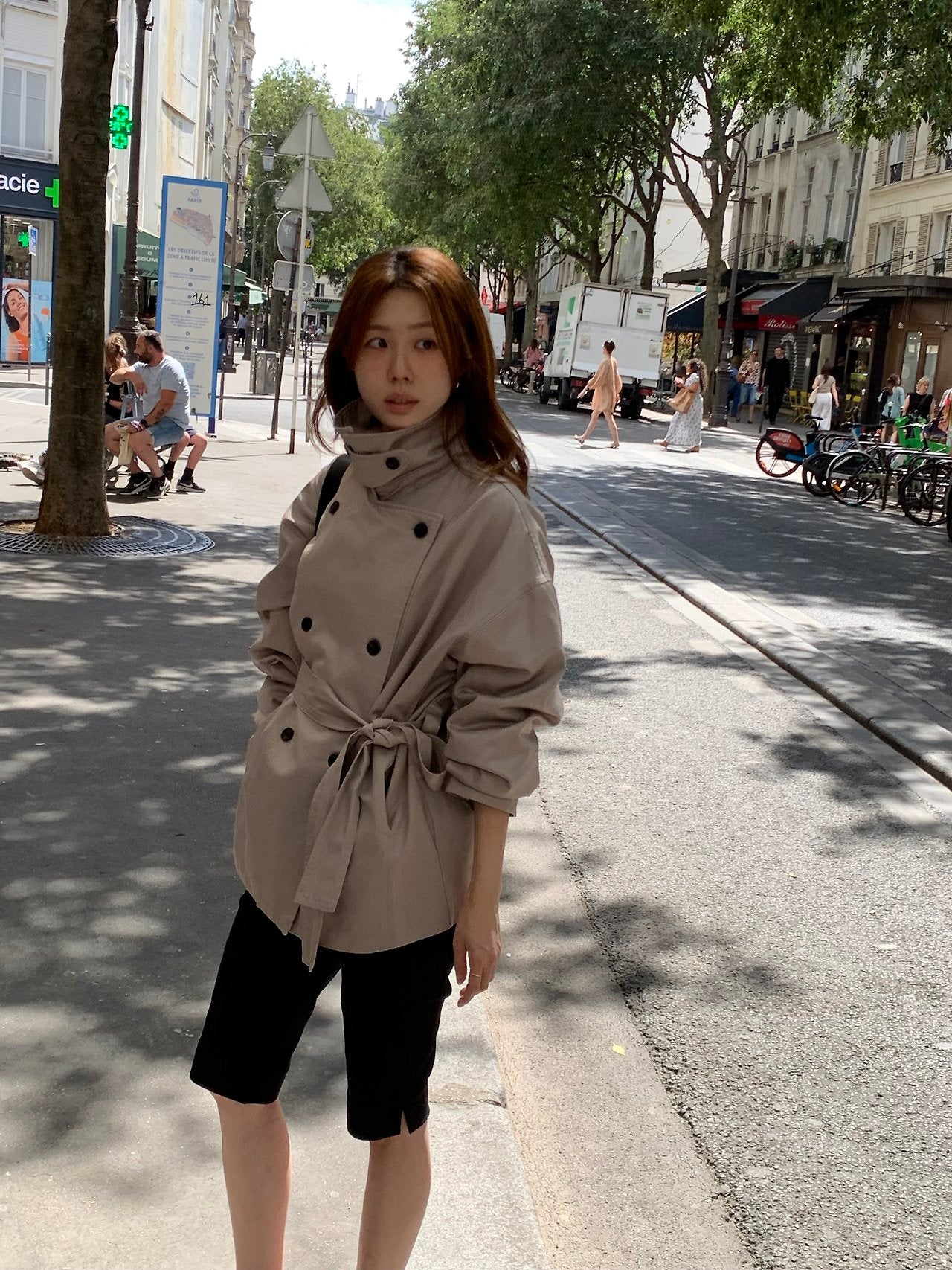 Maren washing half trench jacket-2col