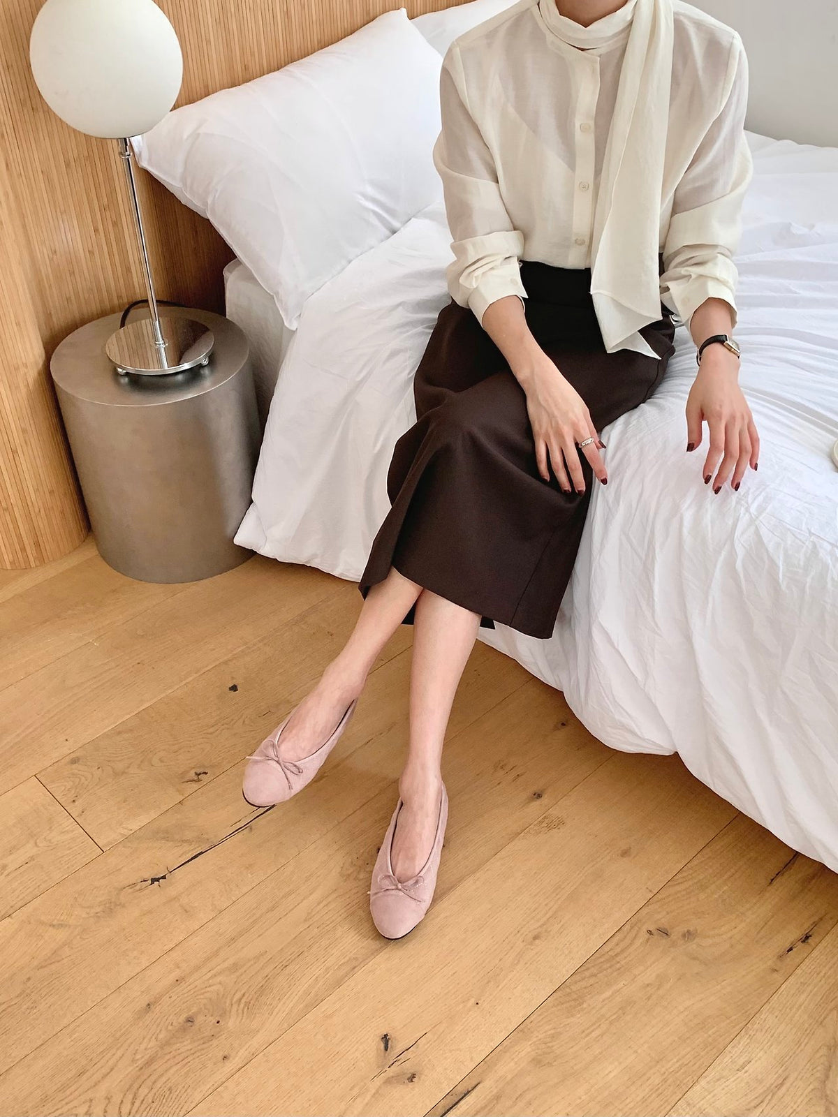 Suede Nubuck Ribbon Flats-5col