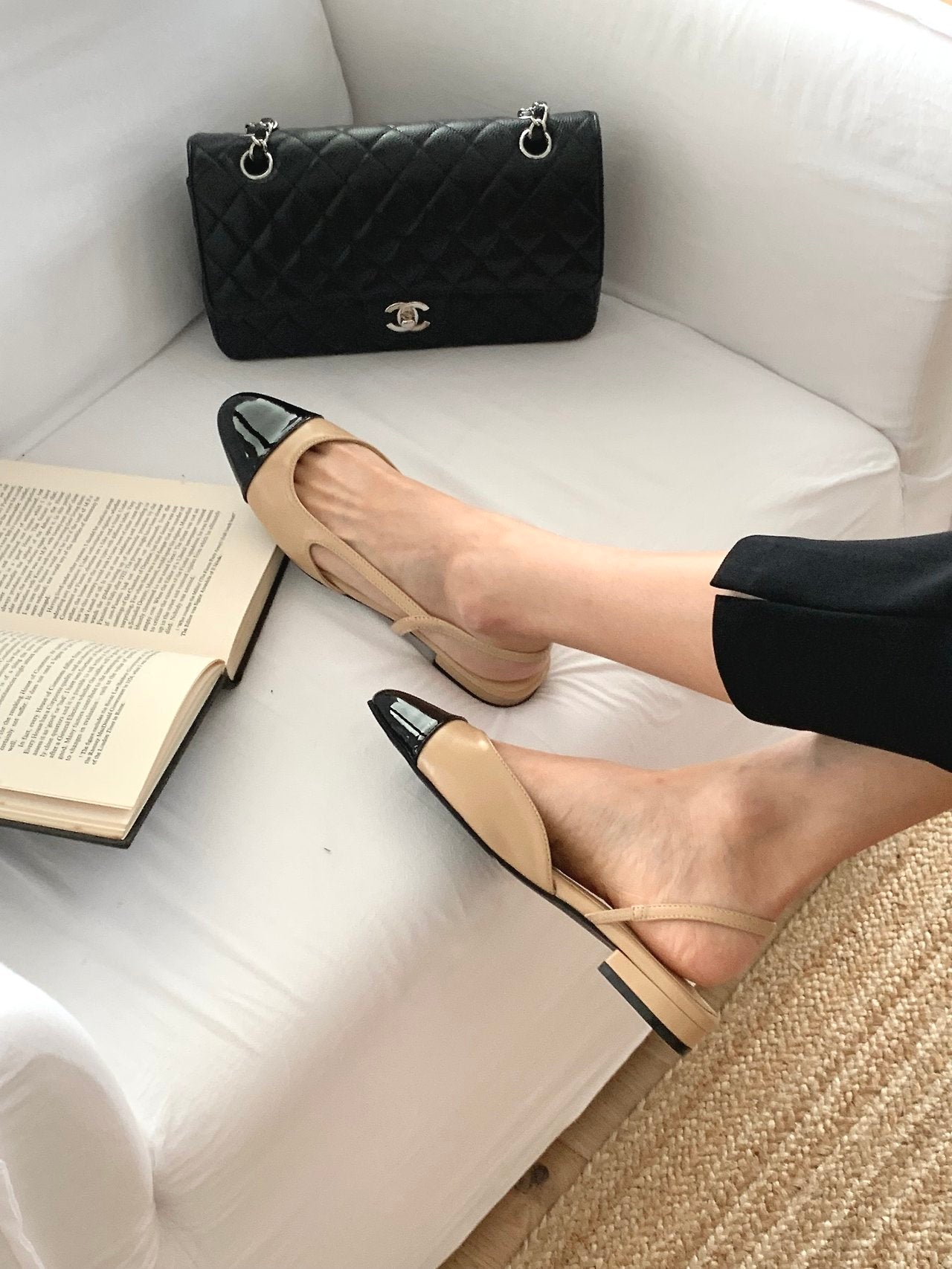 Two-tone color-block sling back