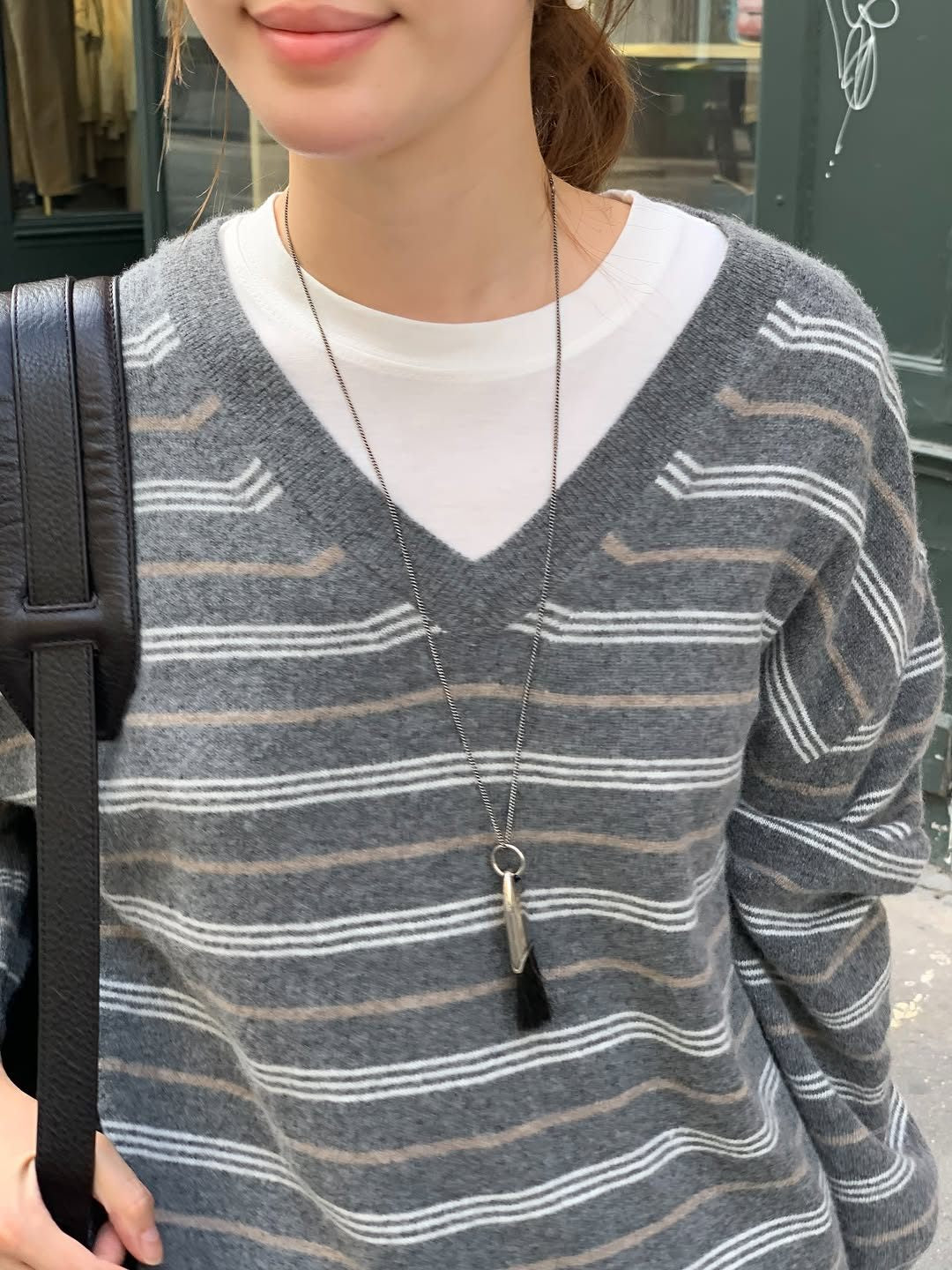 More cashmere stripe knit-2col