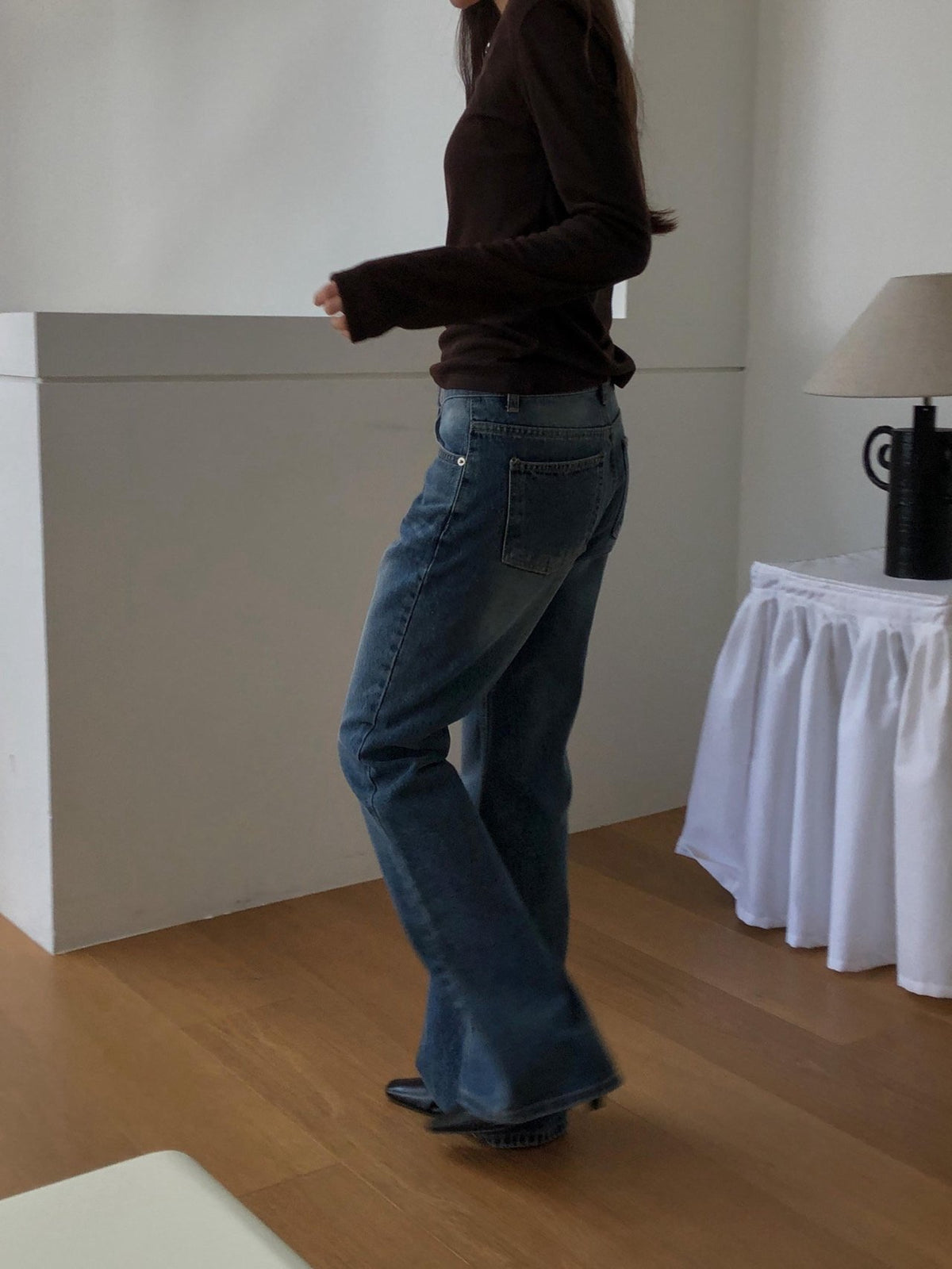 rise bootcut denim