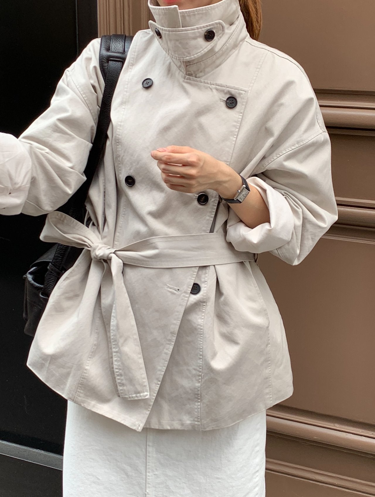 Maren washing half trench jacket-2col