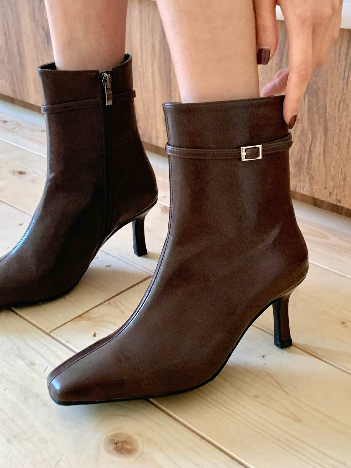 7cm Vintage Belt Ankle Boots-3col