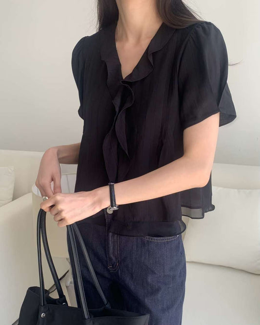 mori pintuck blouse-2col