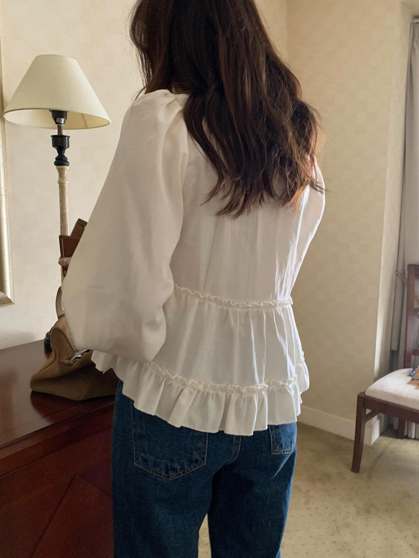 Cake pin tuck blouse-2col