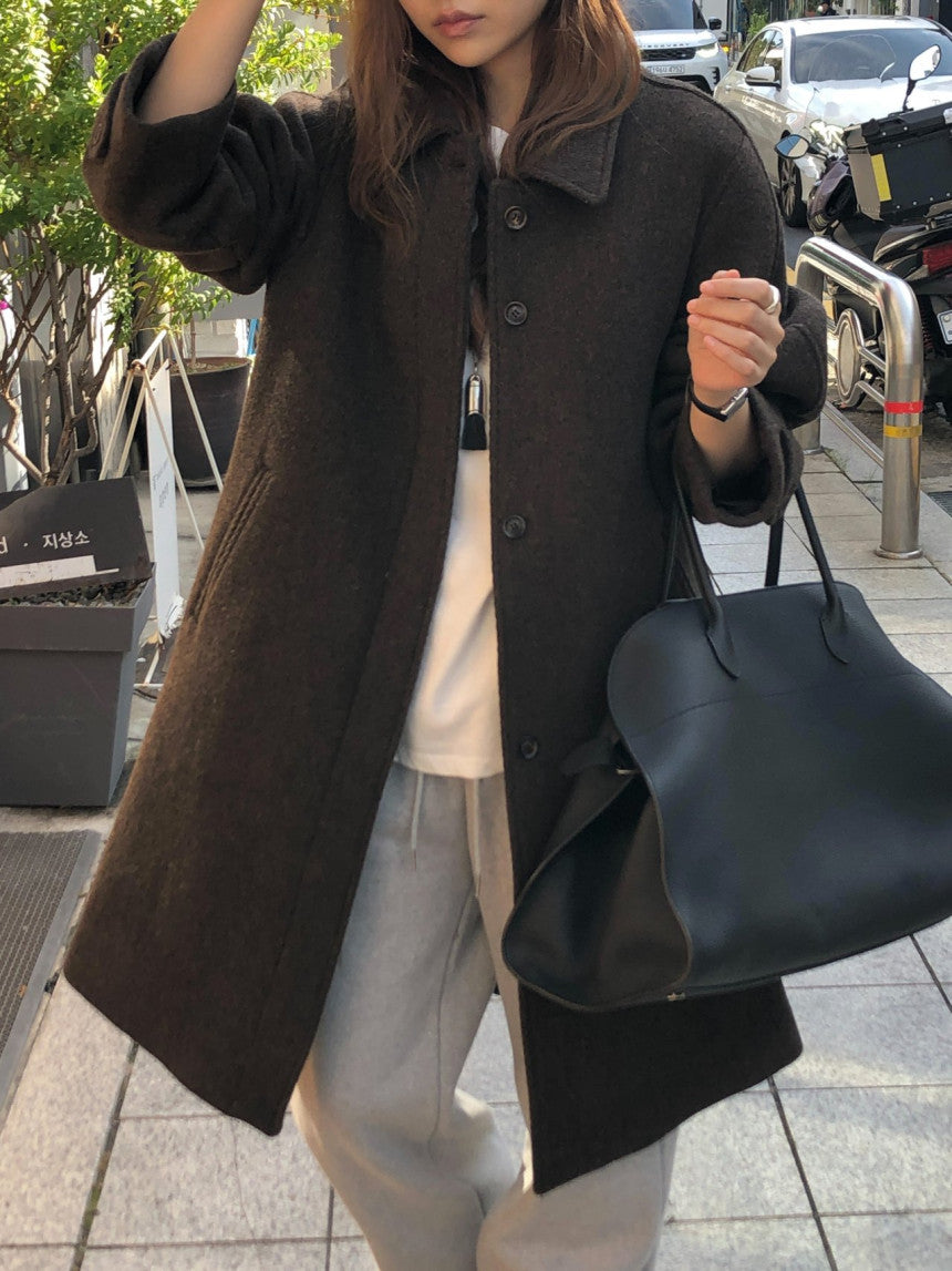 Luce wool twill melange coat-2col