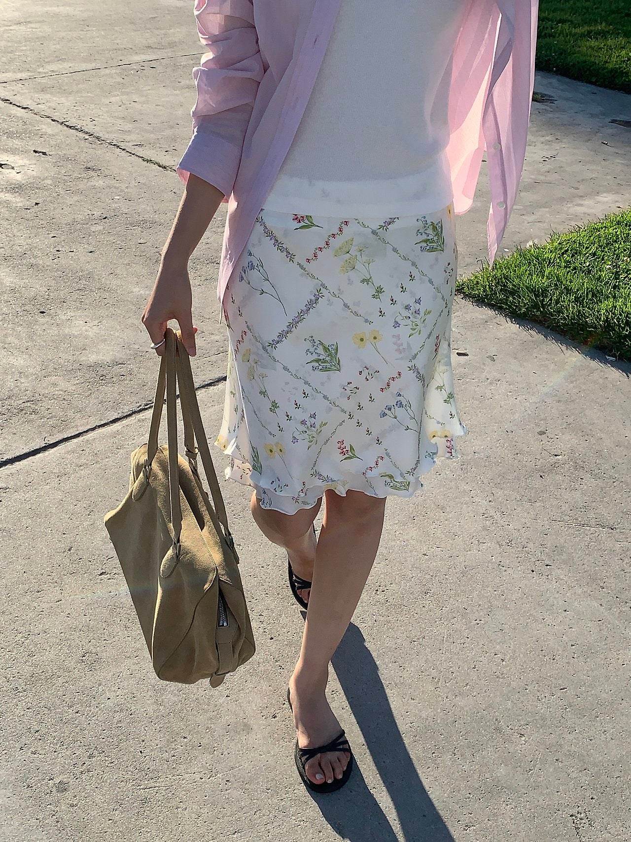 Err floral frill midi skirt-2col