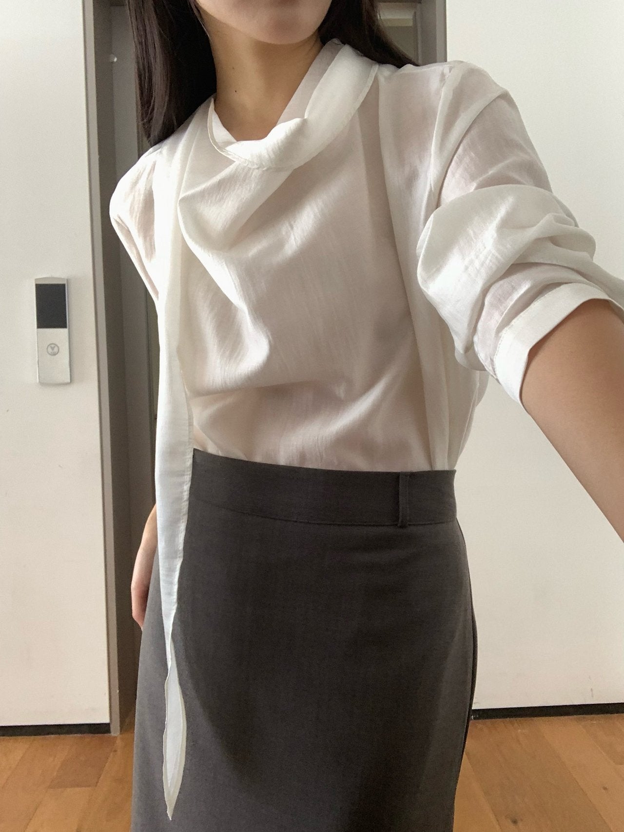 Barrel tie blouse-2col