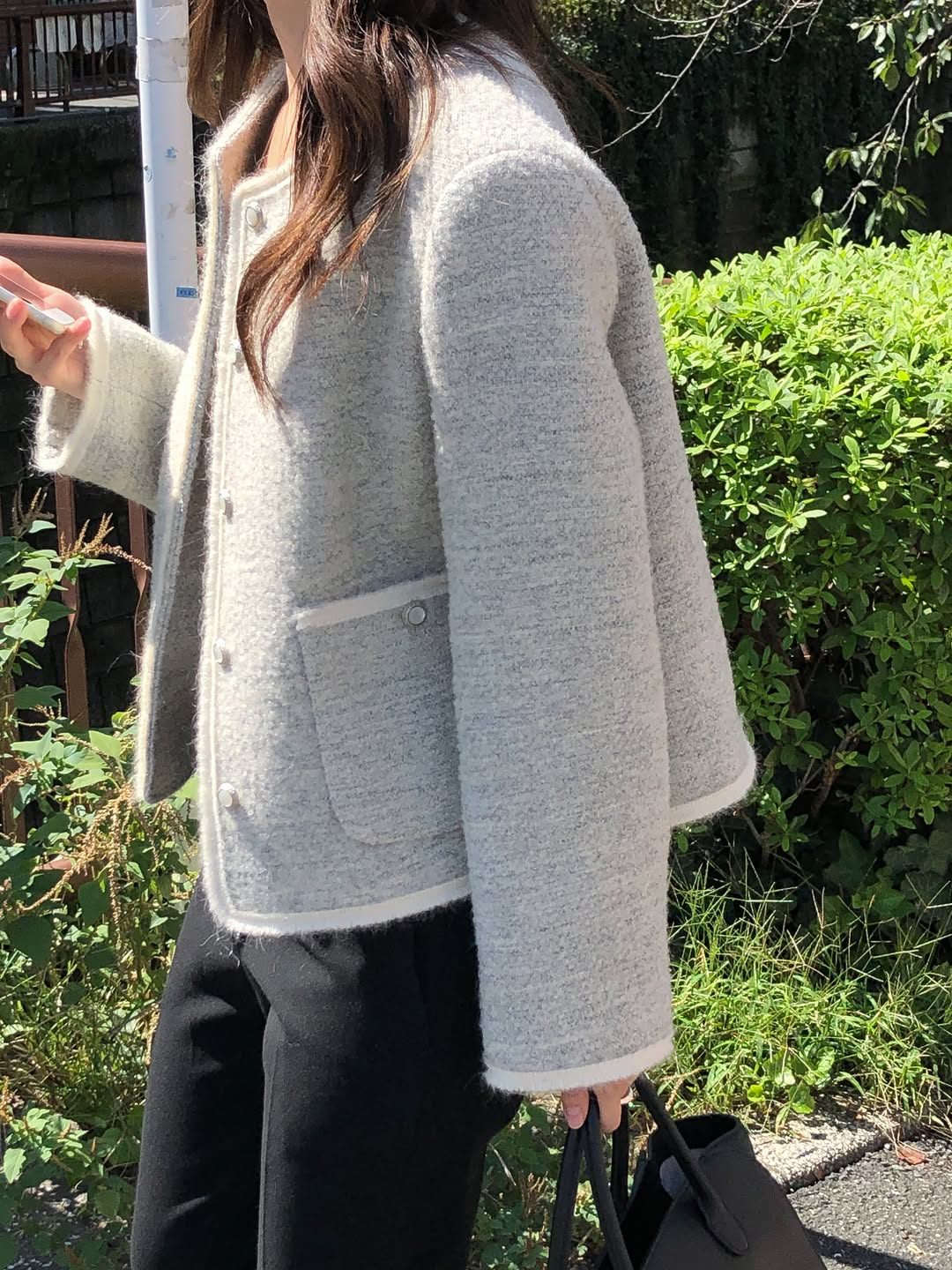 rowen contrast tweed jacket