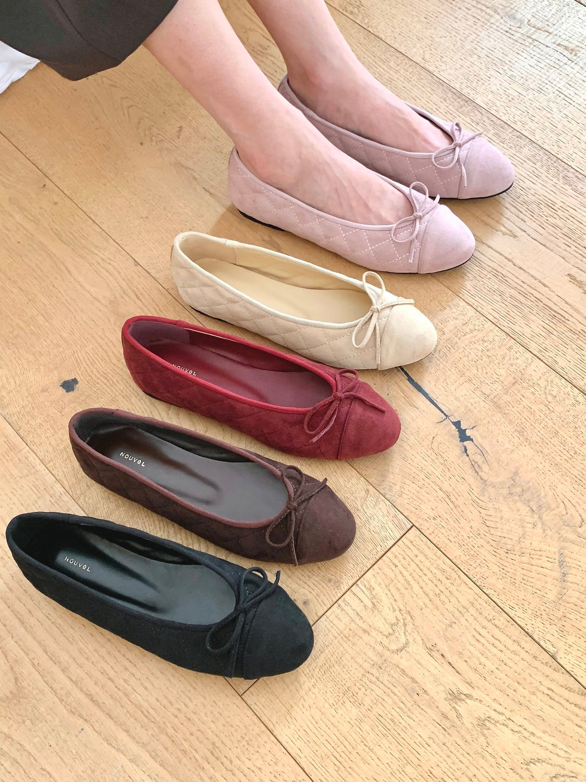 Suede Nubuck Ribbon Flats-5col