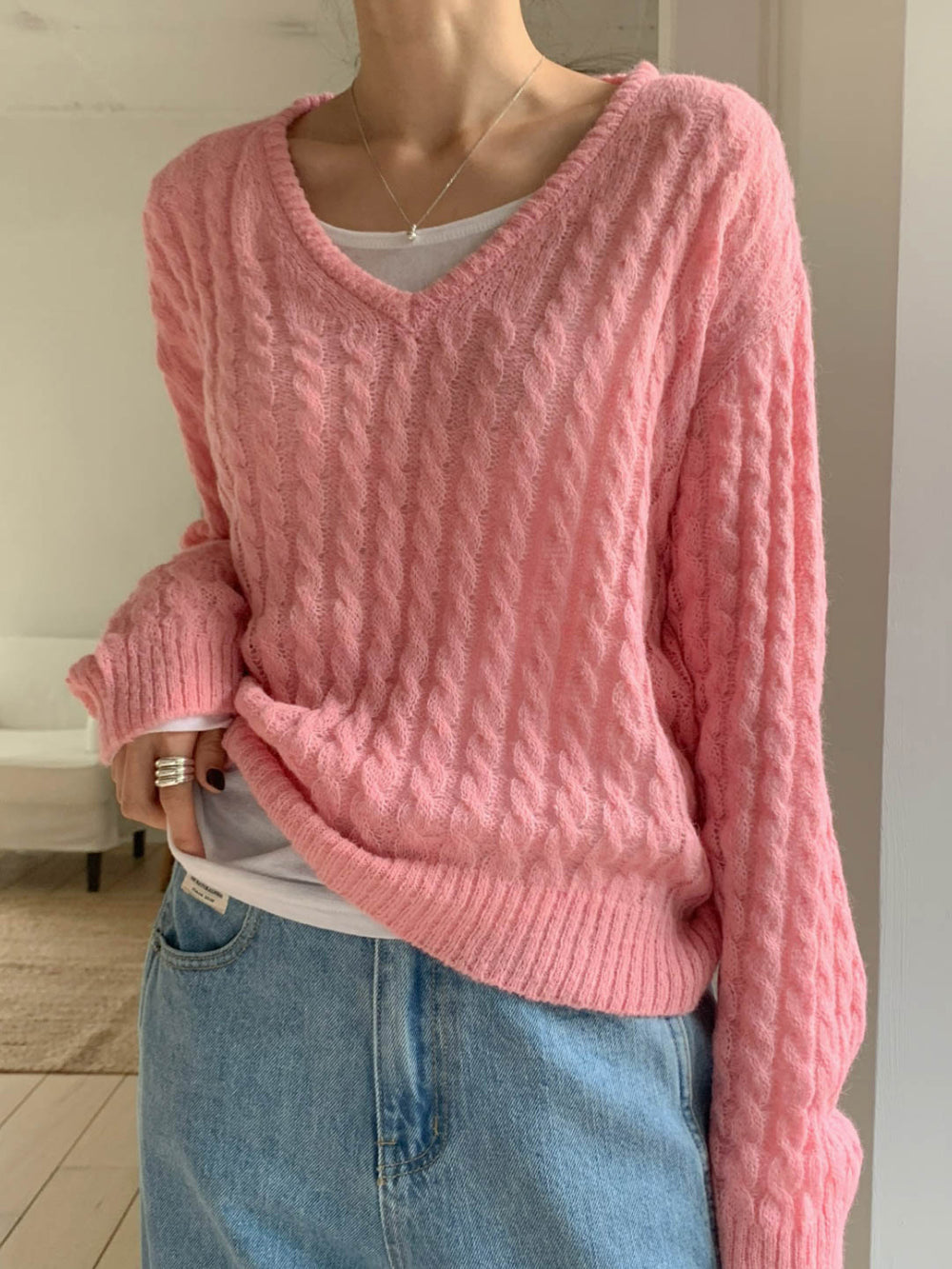 soft v-neck knit-5col