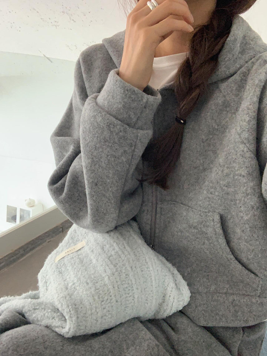 liter pony wool hood zip up-2col