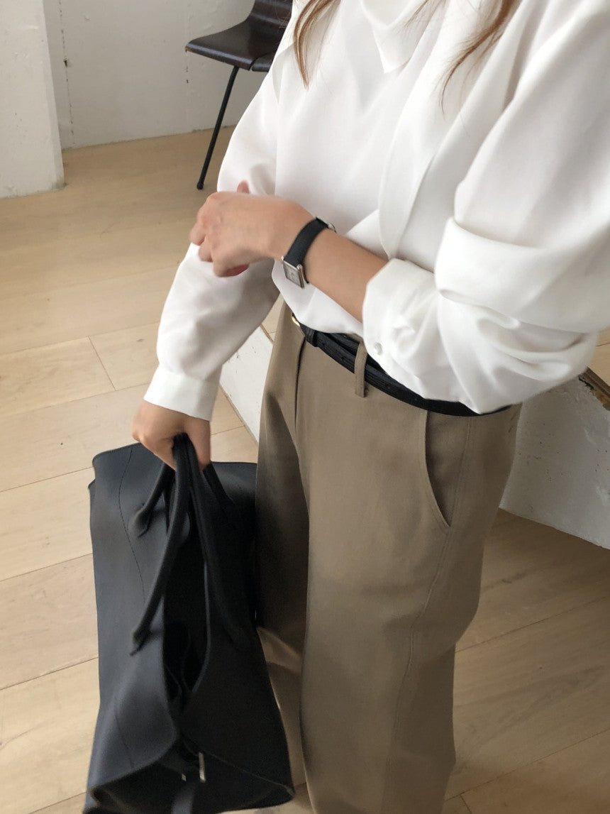 Luna brushed tencel scarf blouse-2col