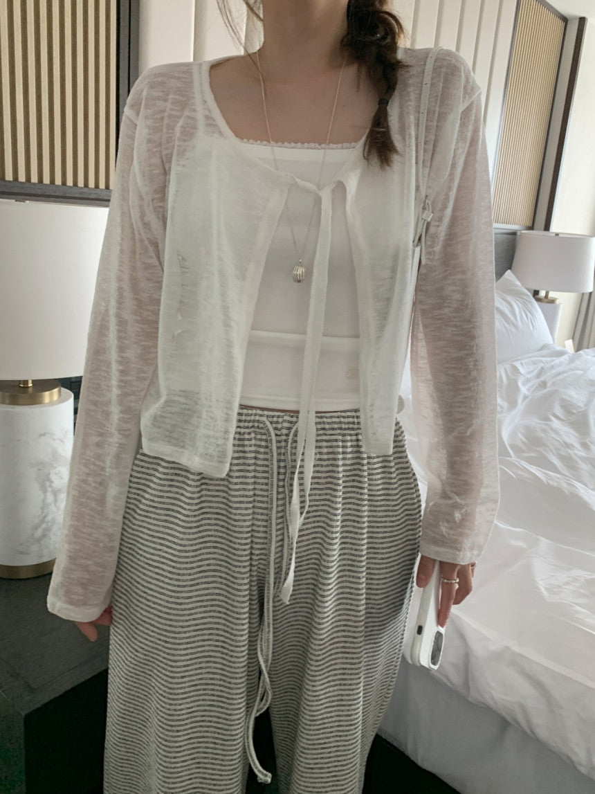 see-through strap cardigan-3col