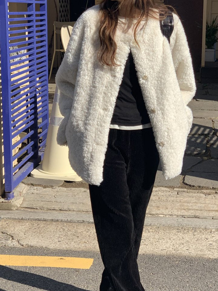 Lozan round neck fur jacket