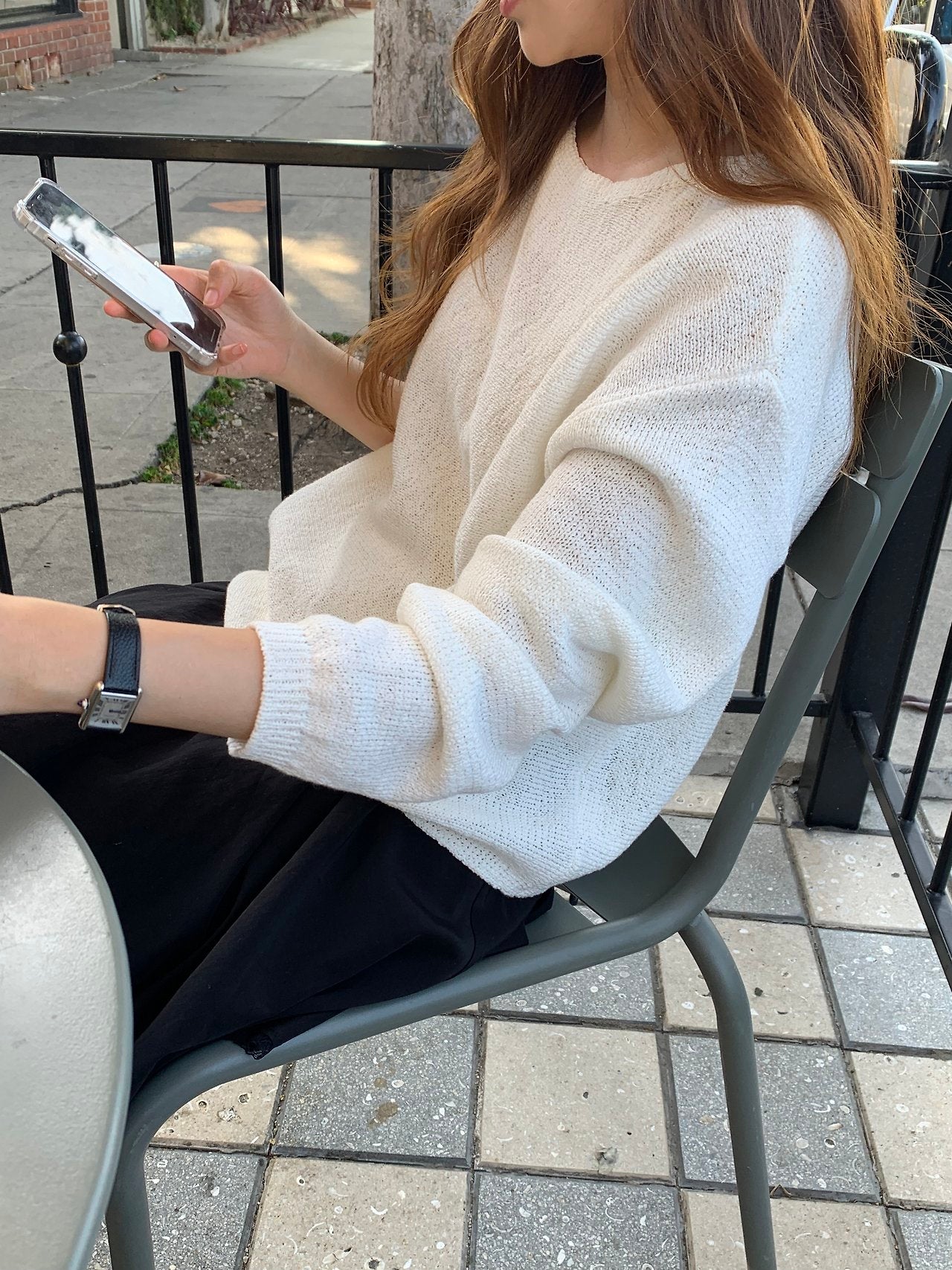 Sia paper boat-neck box knit-2col