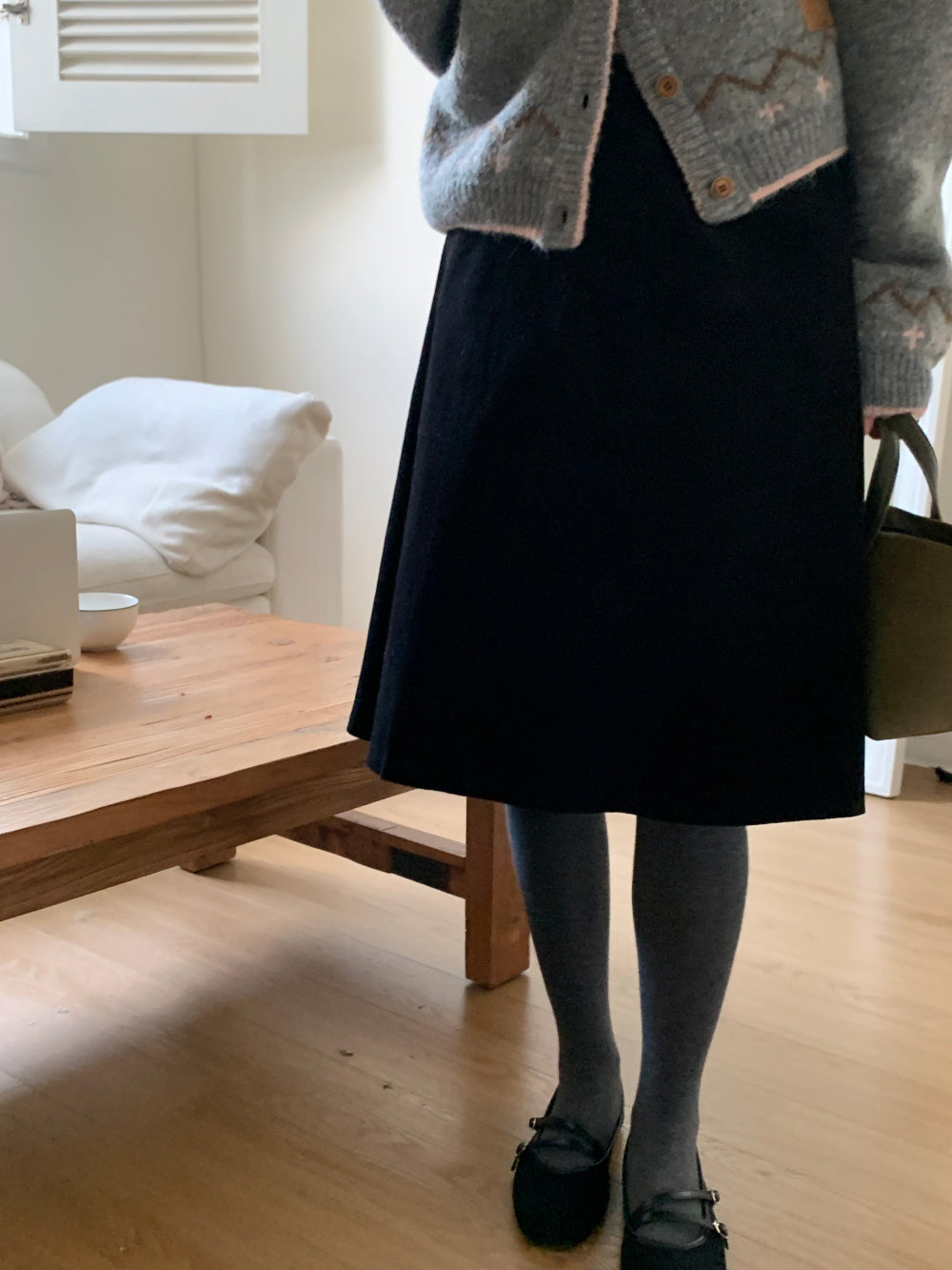 Sage corduroy skirt-2col