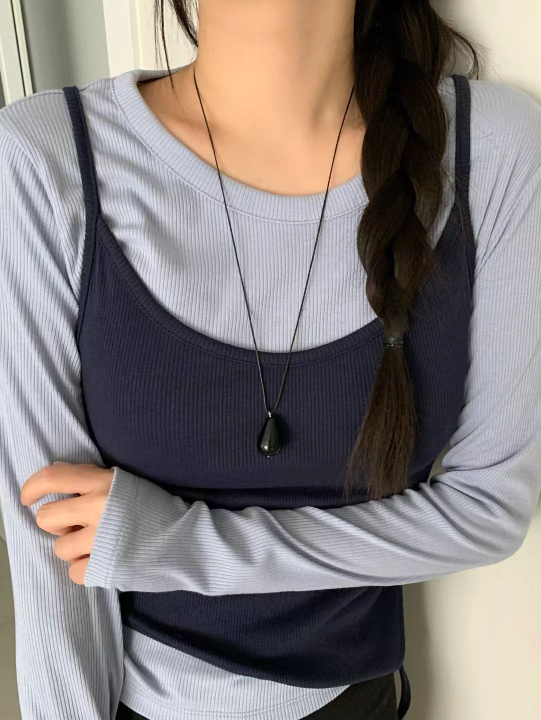 black water drop necklace