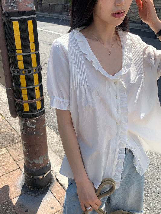 Mela frill pintuck blouse