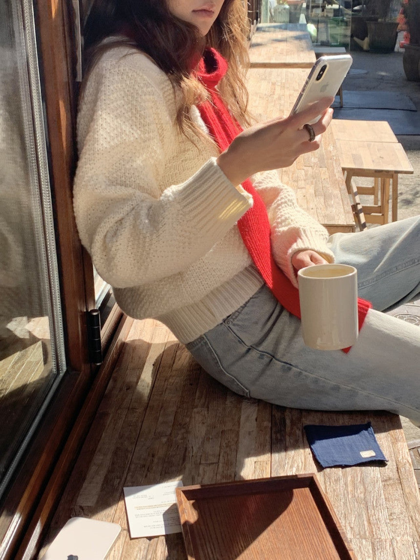 Brick wool cable knit-3col