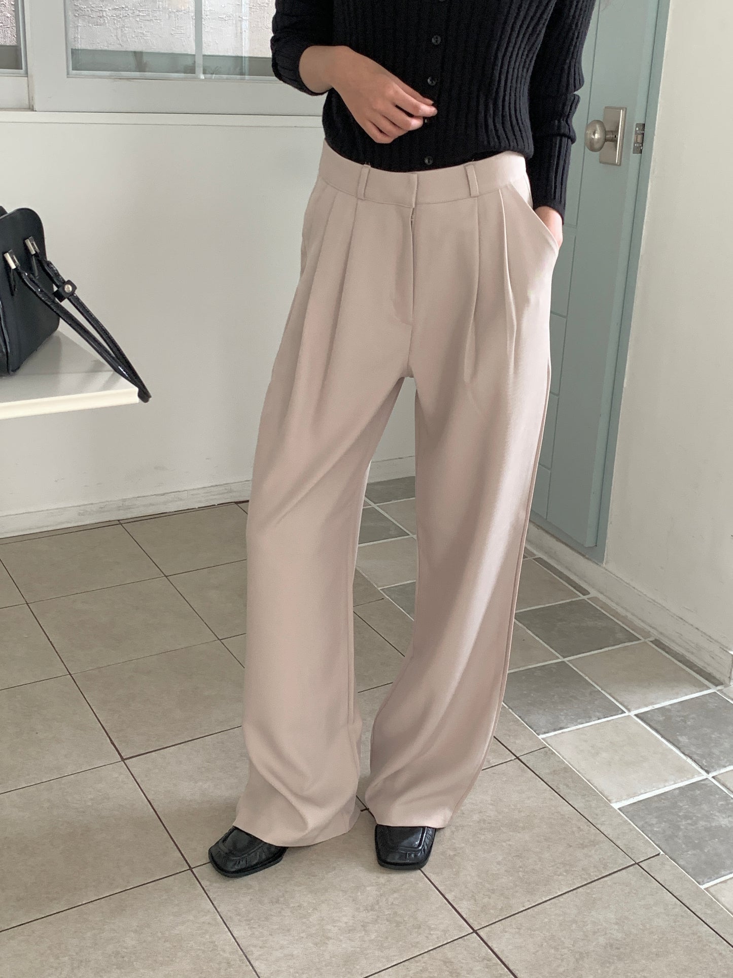 Fw two-pin tuck wide slacks-5colショート丈あり