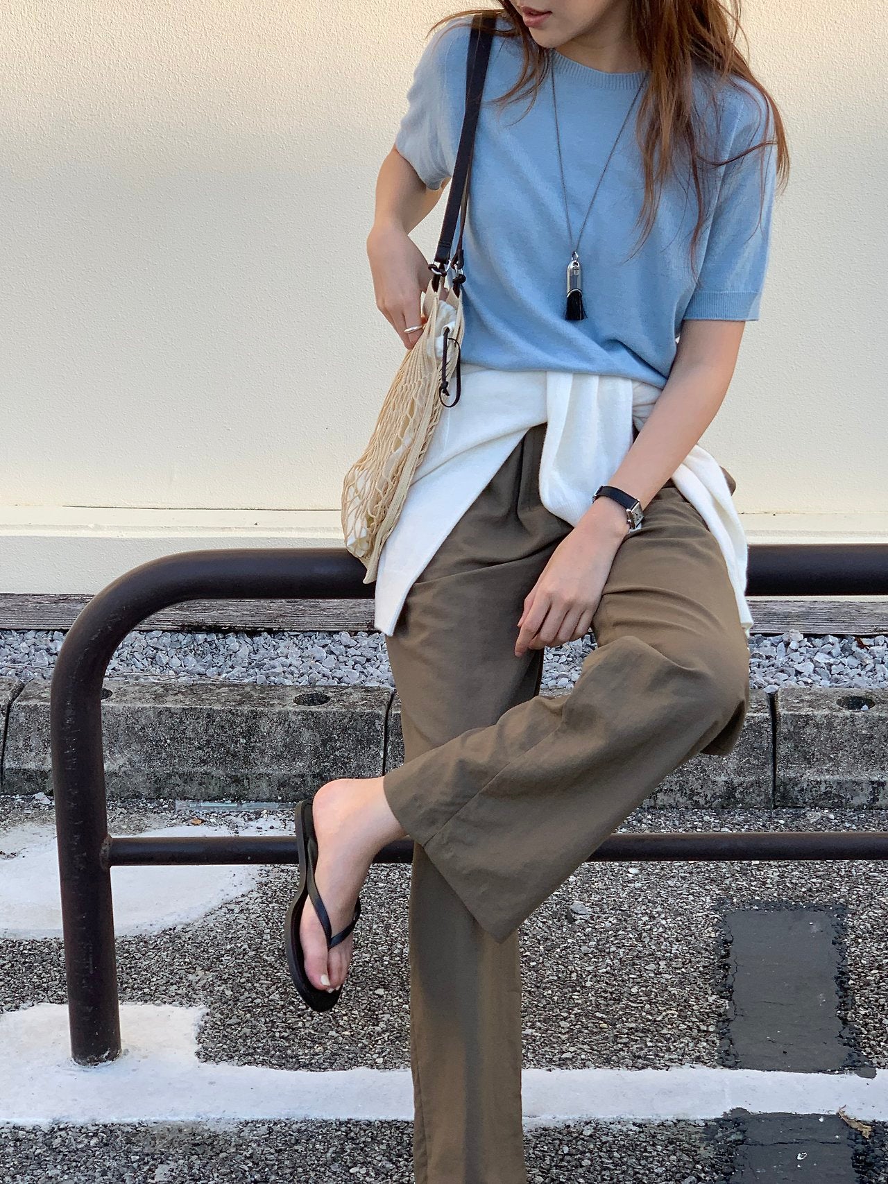 Sander semi wide banding pants-5col
