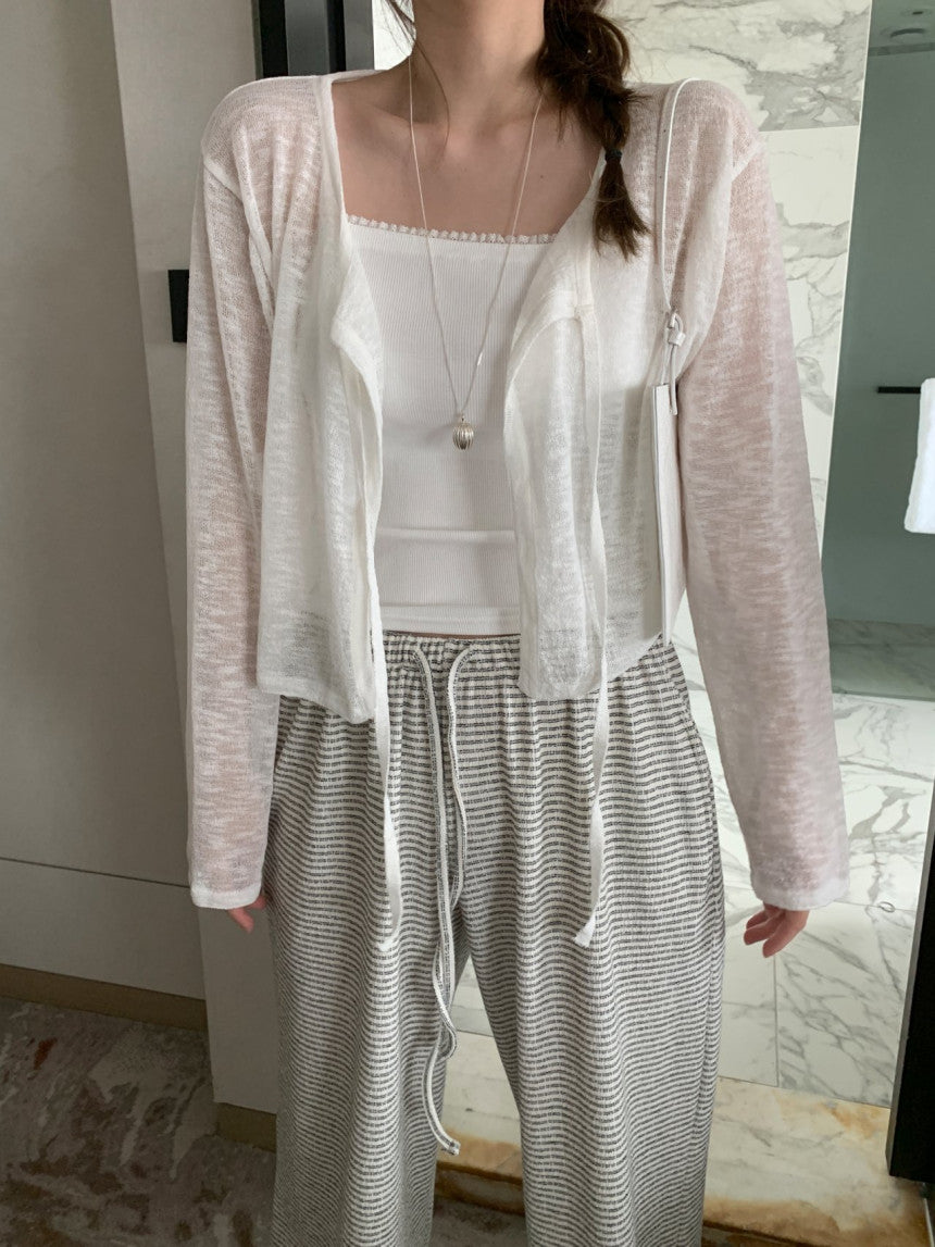 see-through strap cardigan-3col