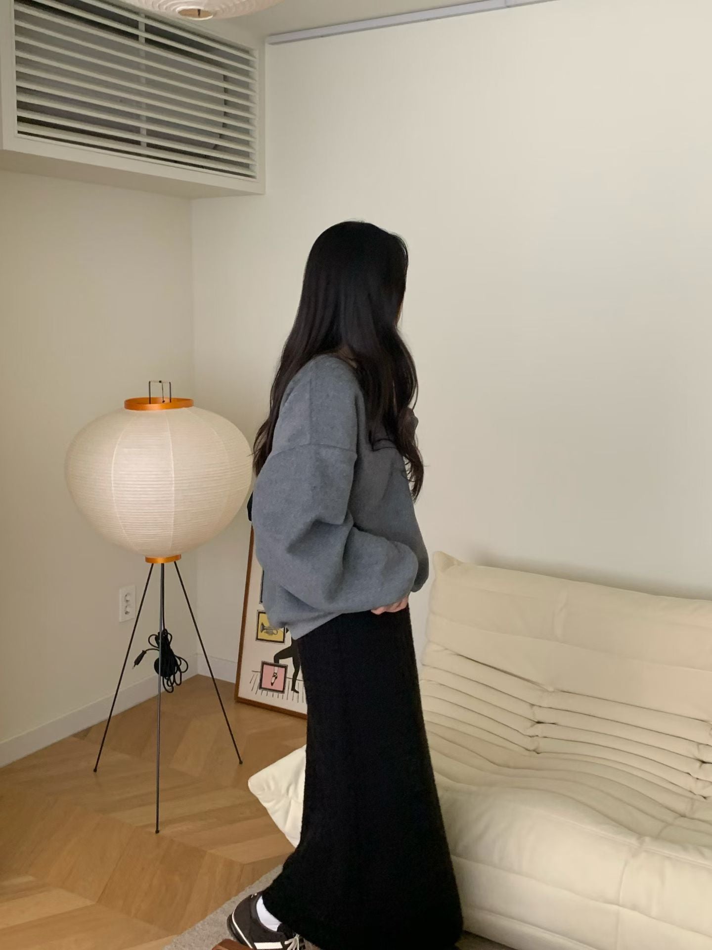 winter lace long skirt-2col