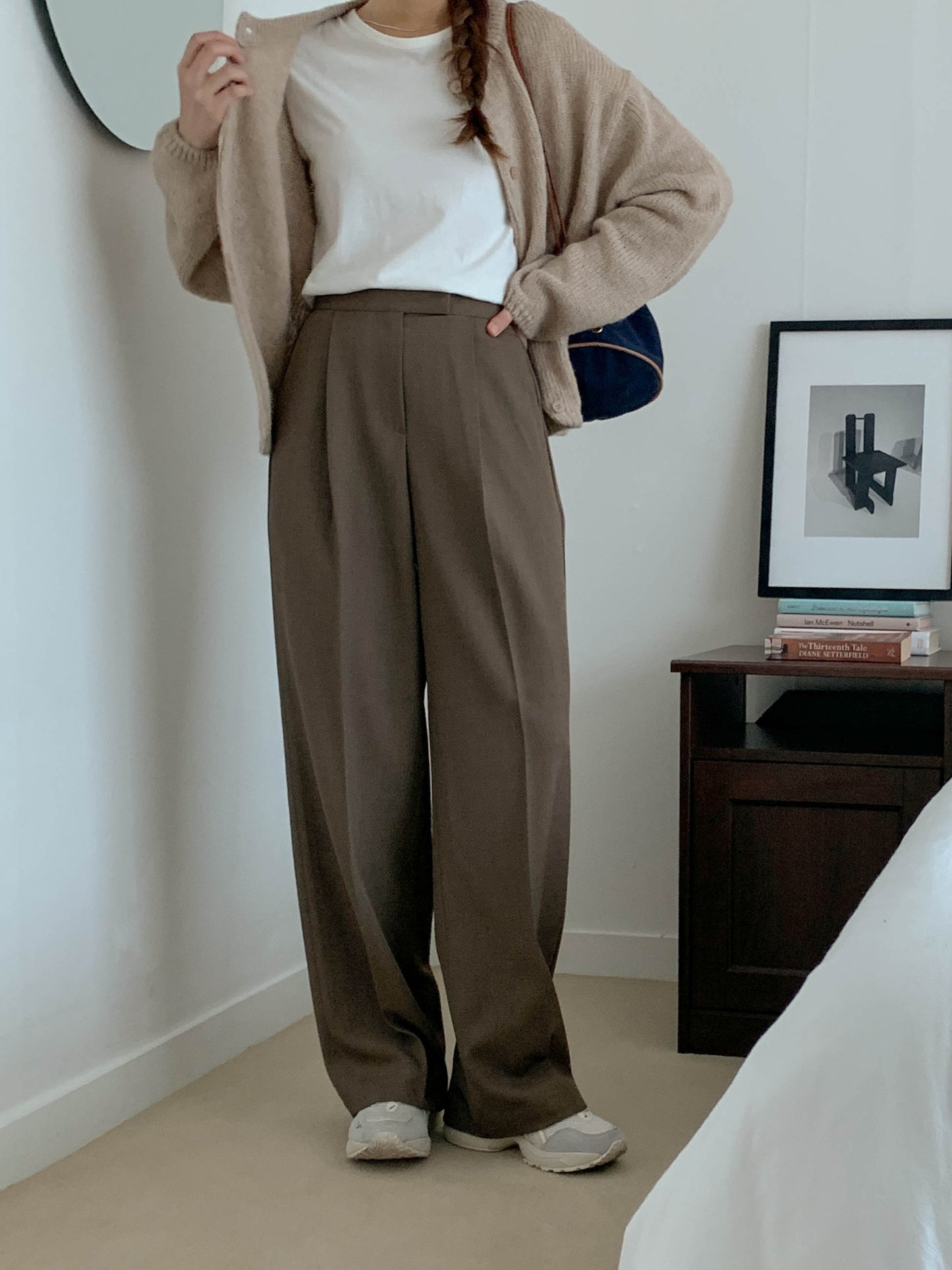 Fw one pintuck semi-wide slacks-3col ショート丈あり