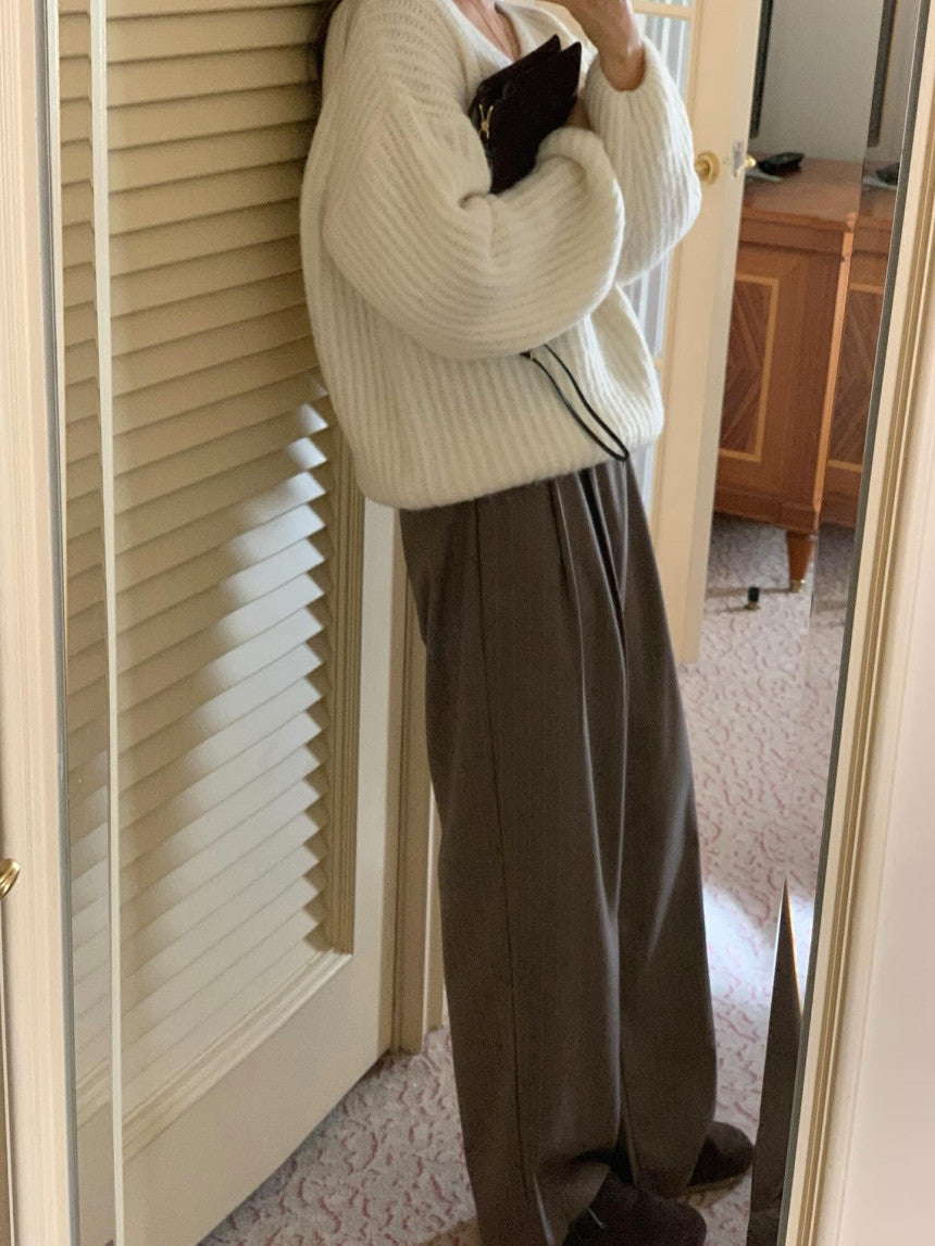 liter bound wool stripe slacks-2col