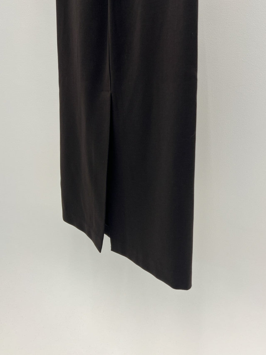 Rumi back banding wool midi skirt-2col