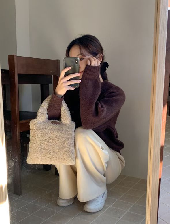 snow fleece wide pants-5col