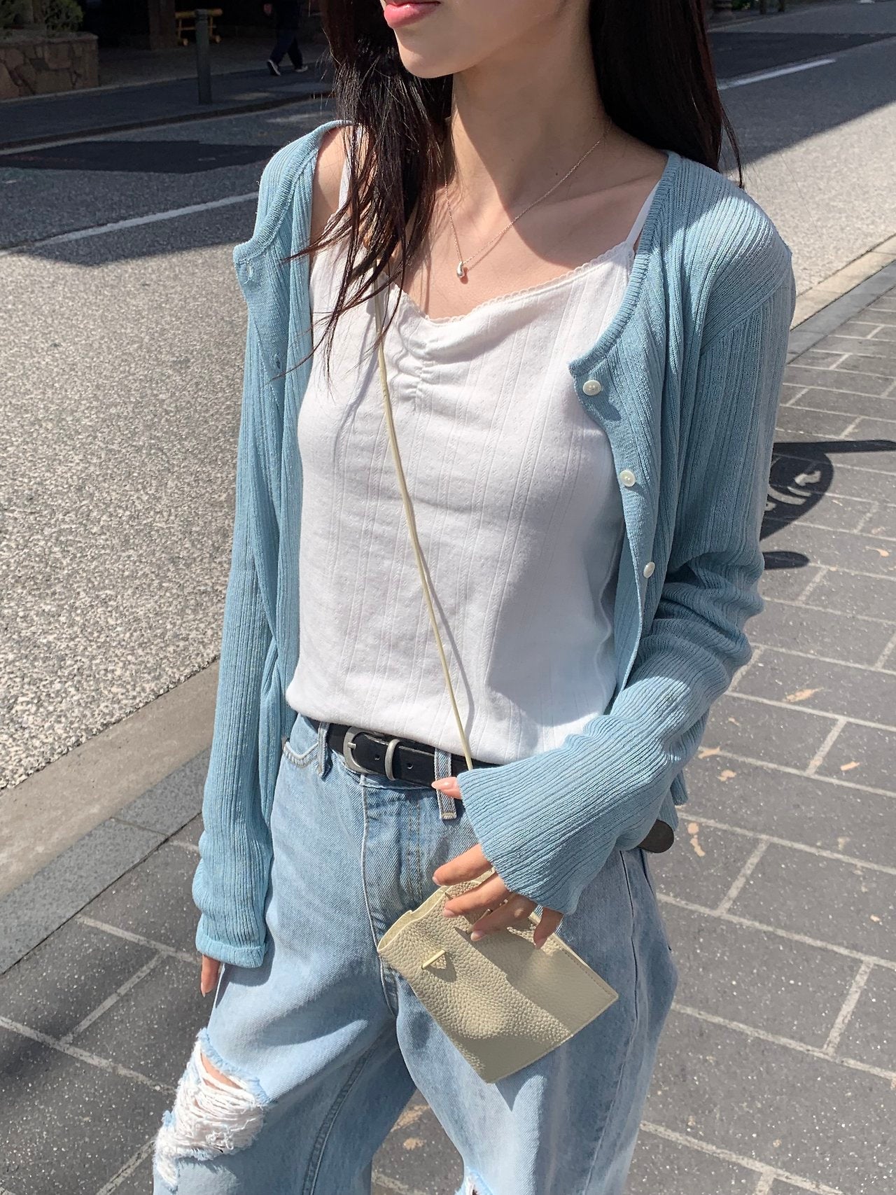 Flex ribbed round cardigan-3col