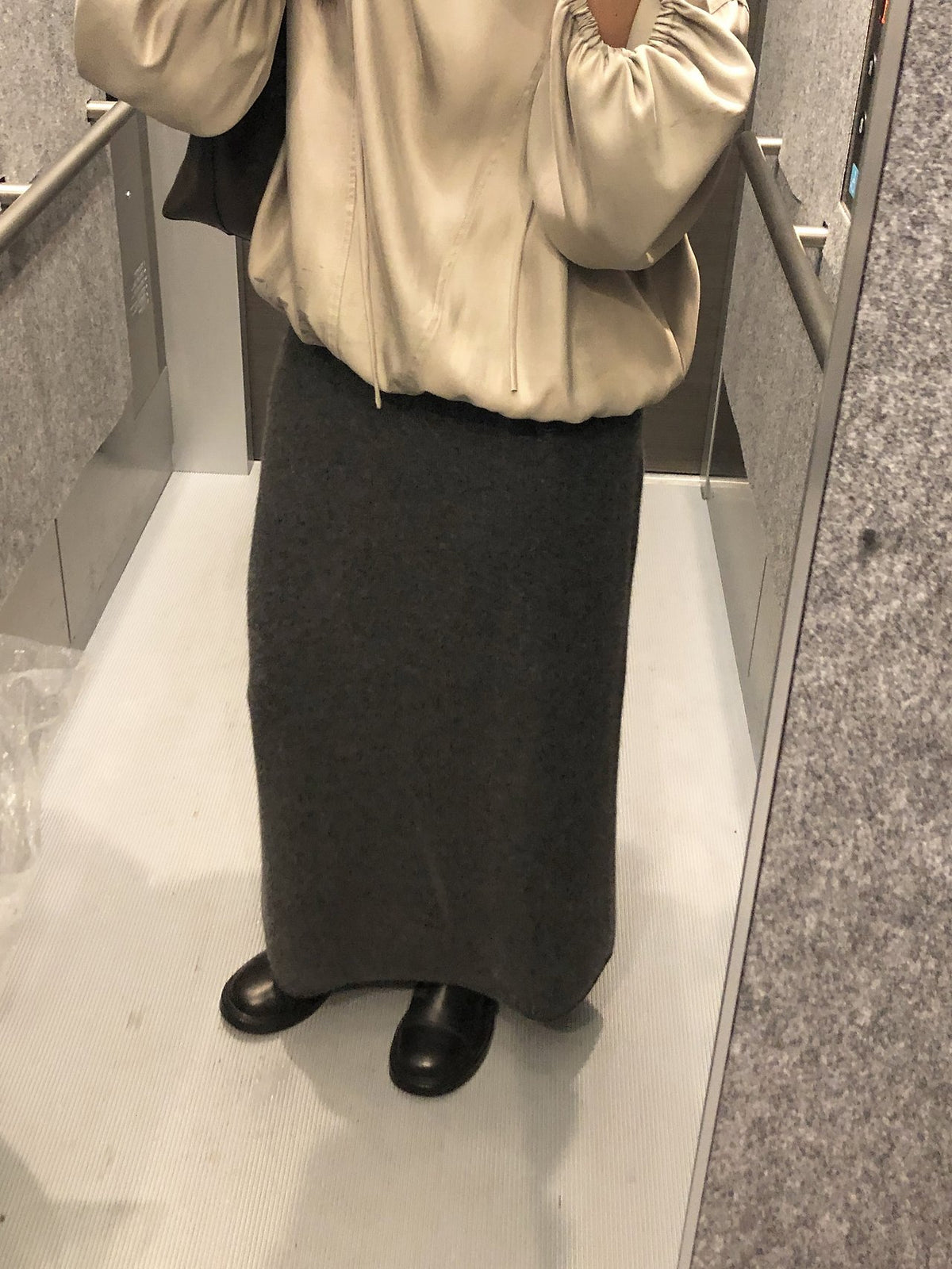 amel wholegarment cashmere long skirt-3col