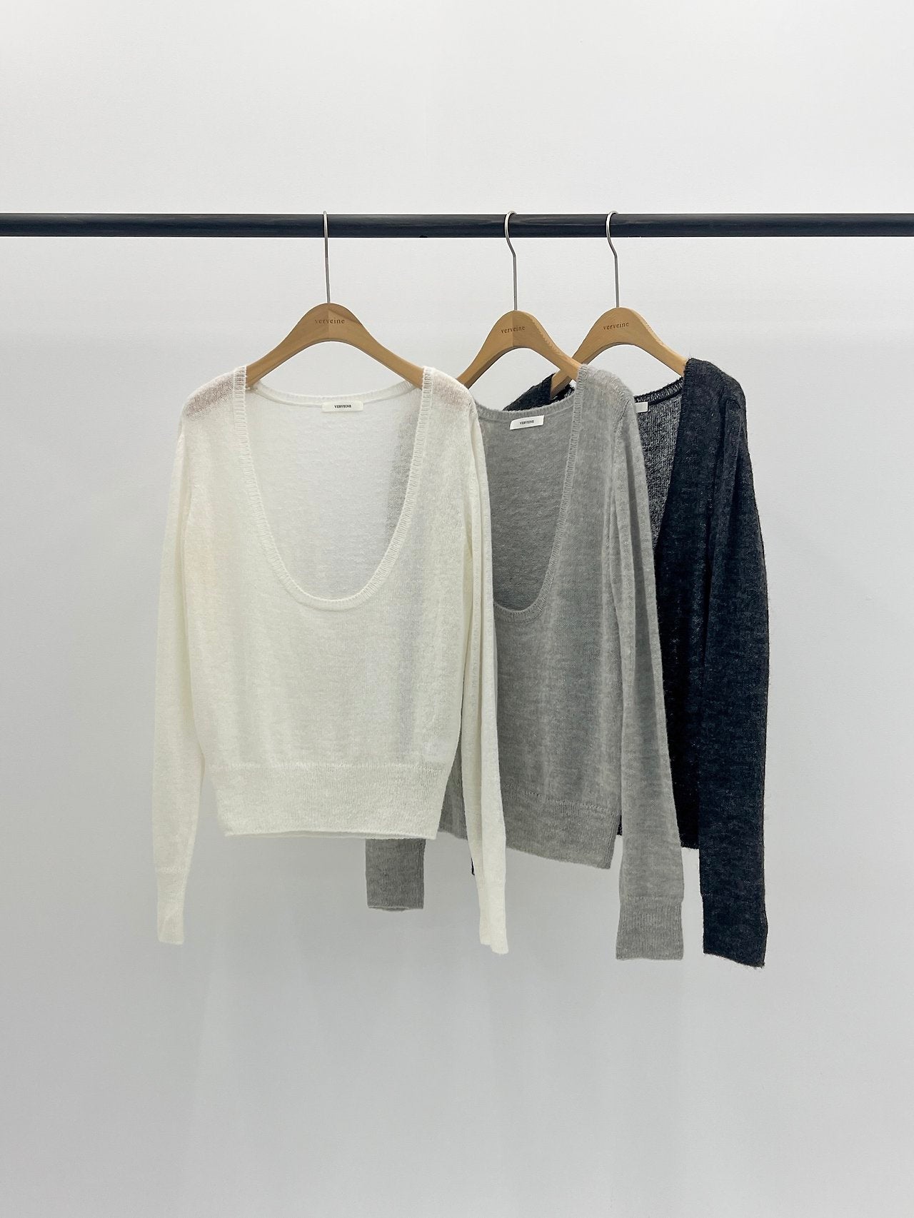 Erna mohair deep U-neck knit-3col