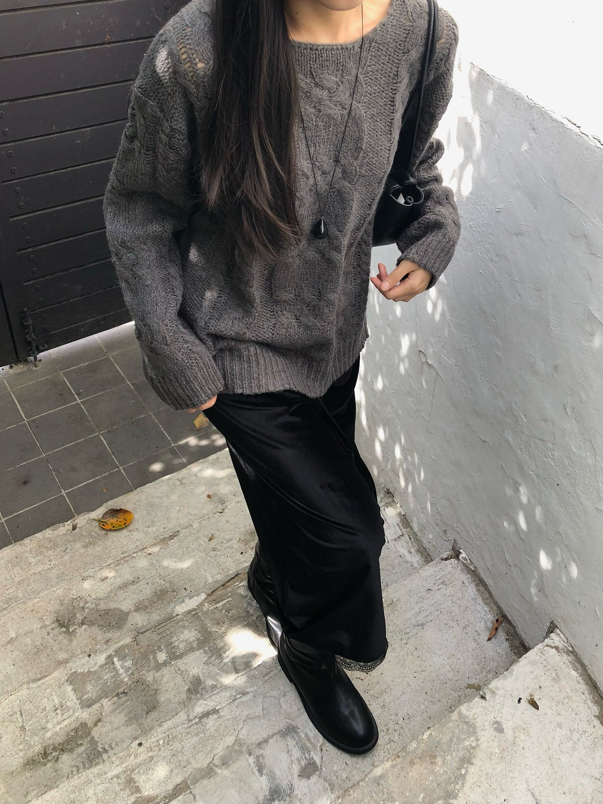 mohair cable knit-2col