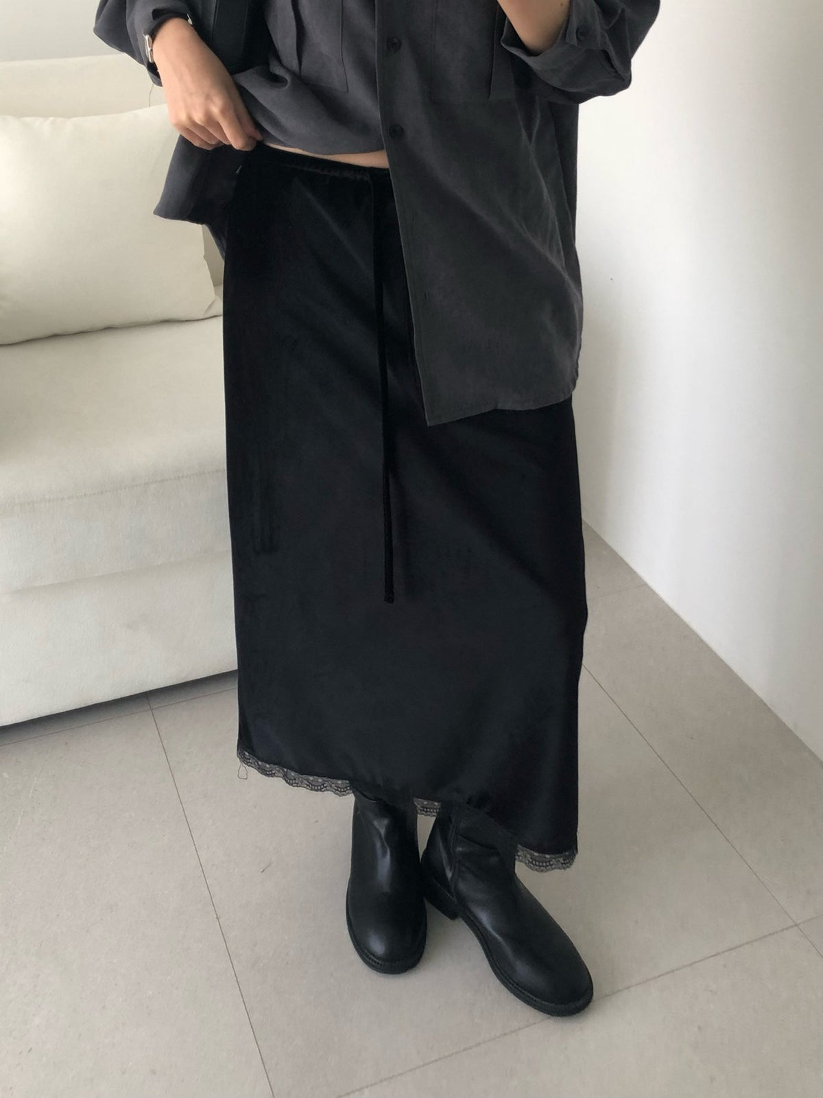 rendy velvet skirt-2col