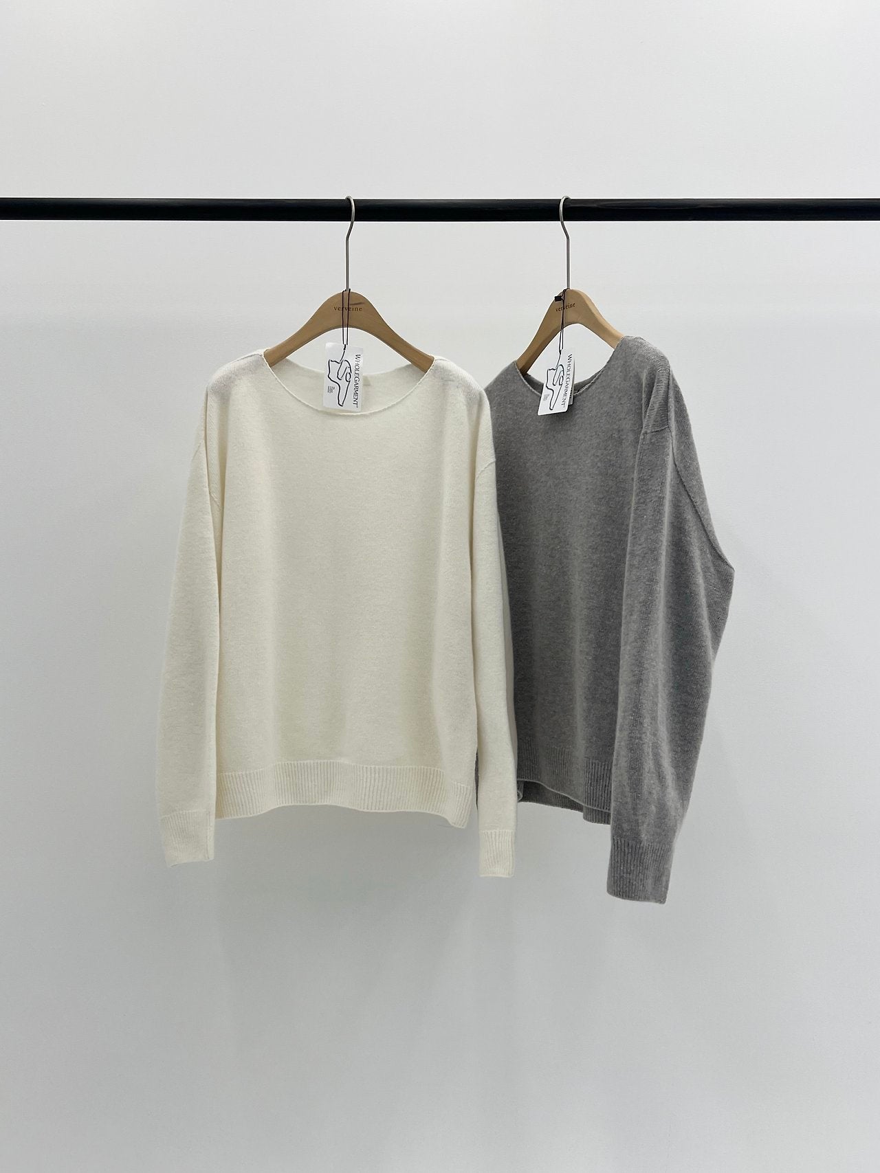 Eline cashmere wholegarment boat neck knit-2col