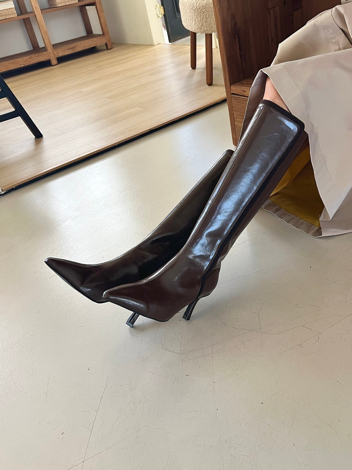 Binding Suede point 7cm Boots-2col