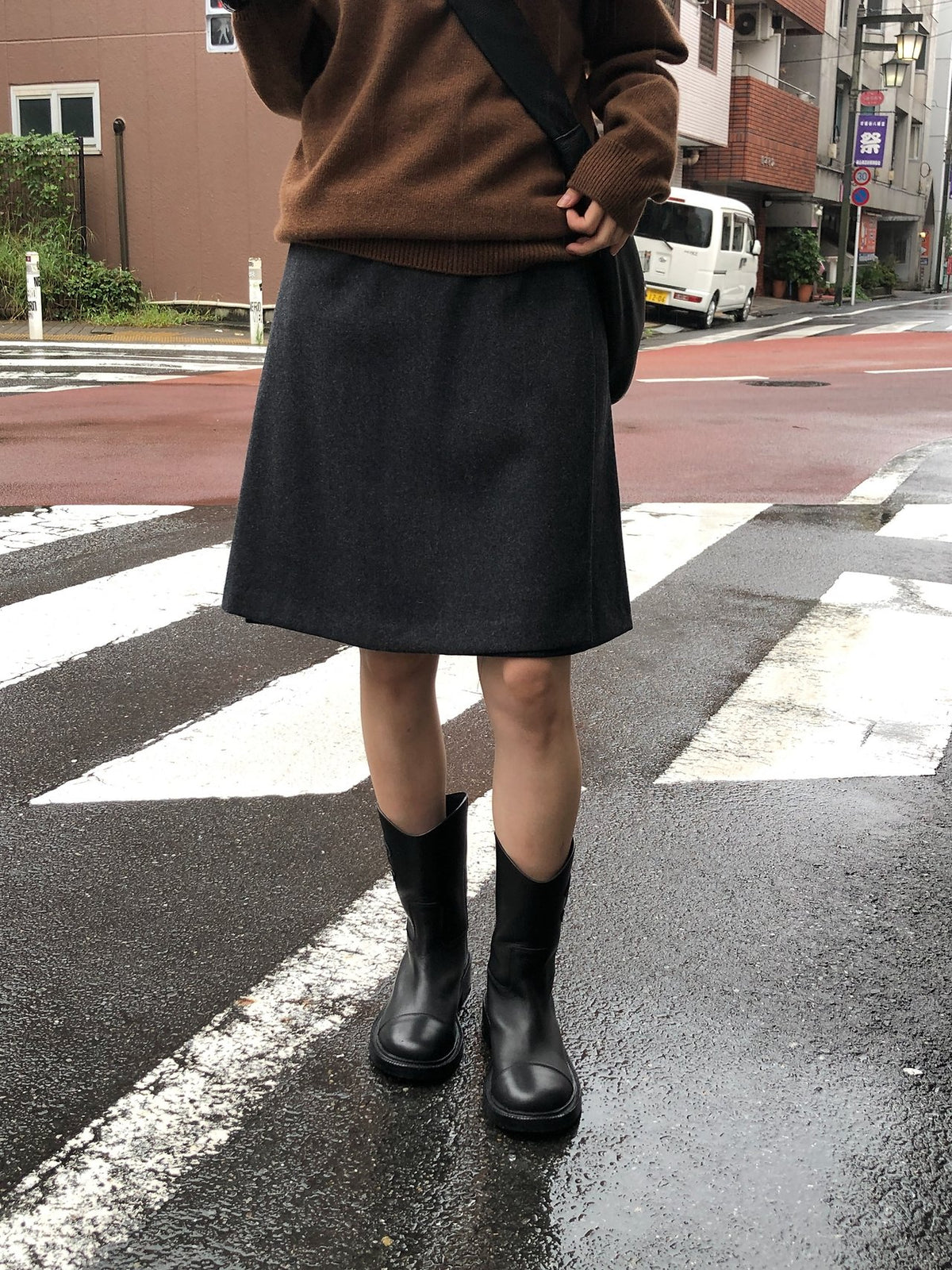 riena wool wrap skirt-2col