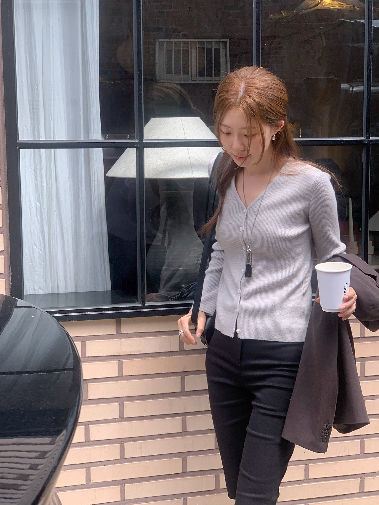 Bella rib V-neck cardigan-3col