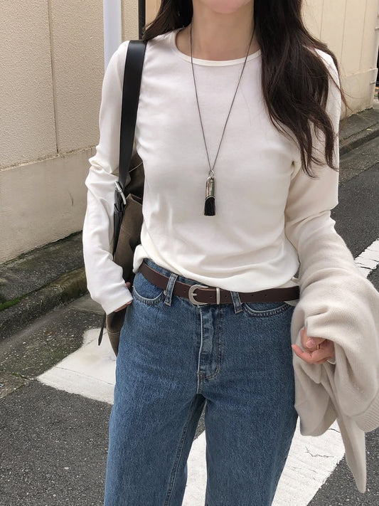 louise soft round-neck t-shirt-4col