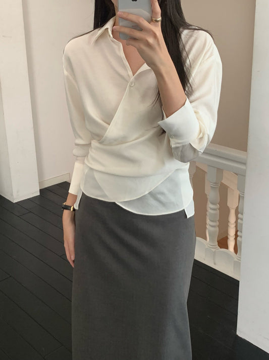 Meli wrap blouse-2col