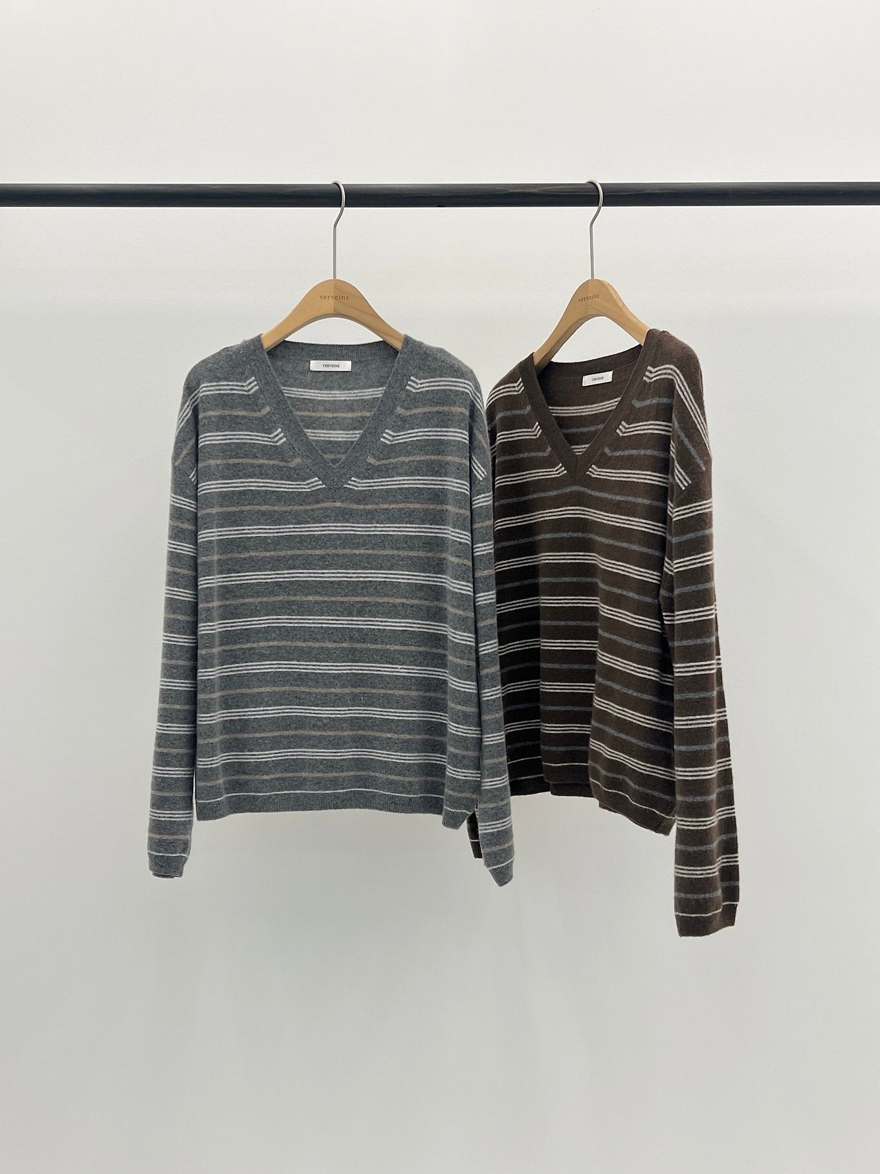 More cashmere stripe knit-2col