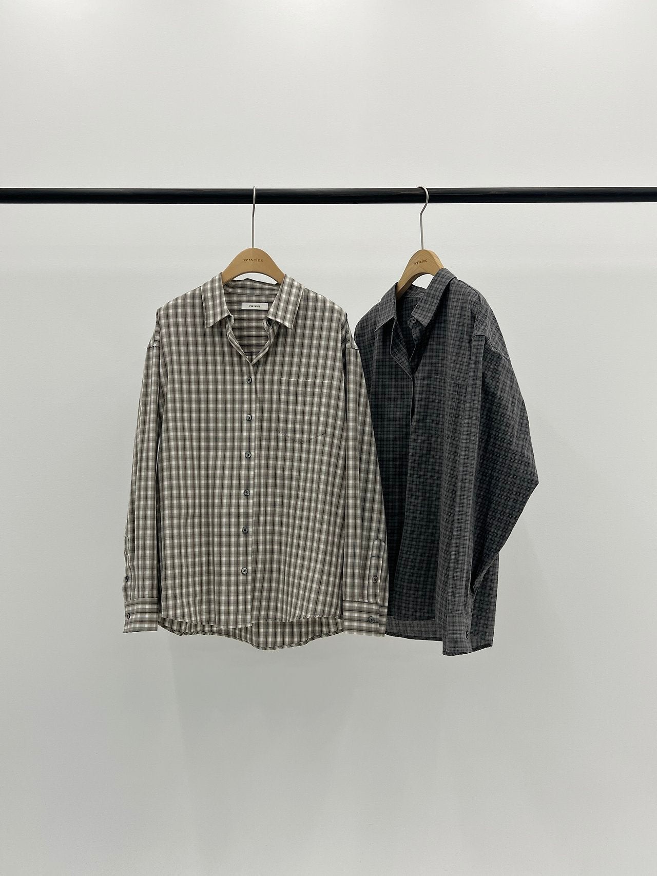 lucen check cotton shirt-2col