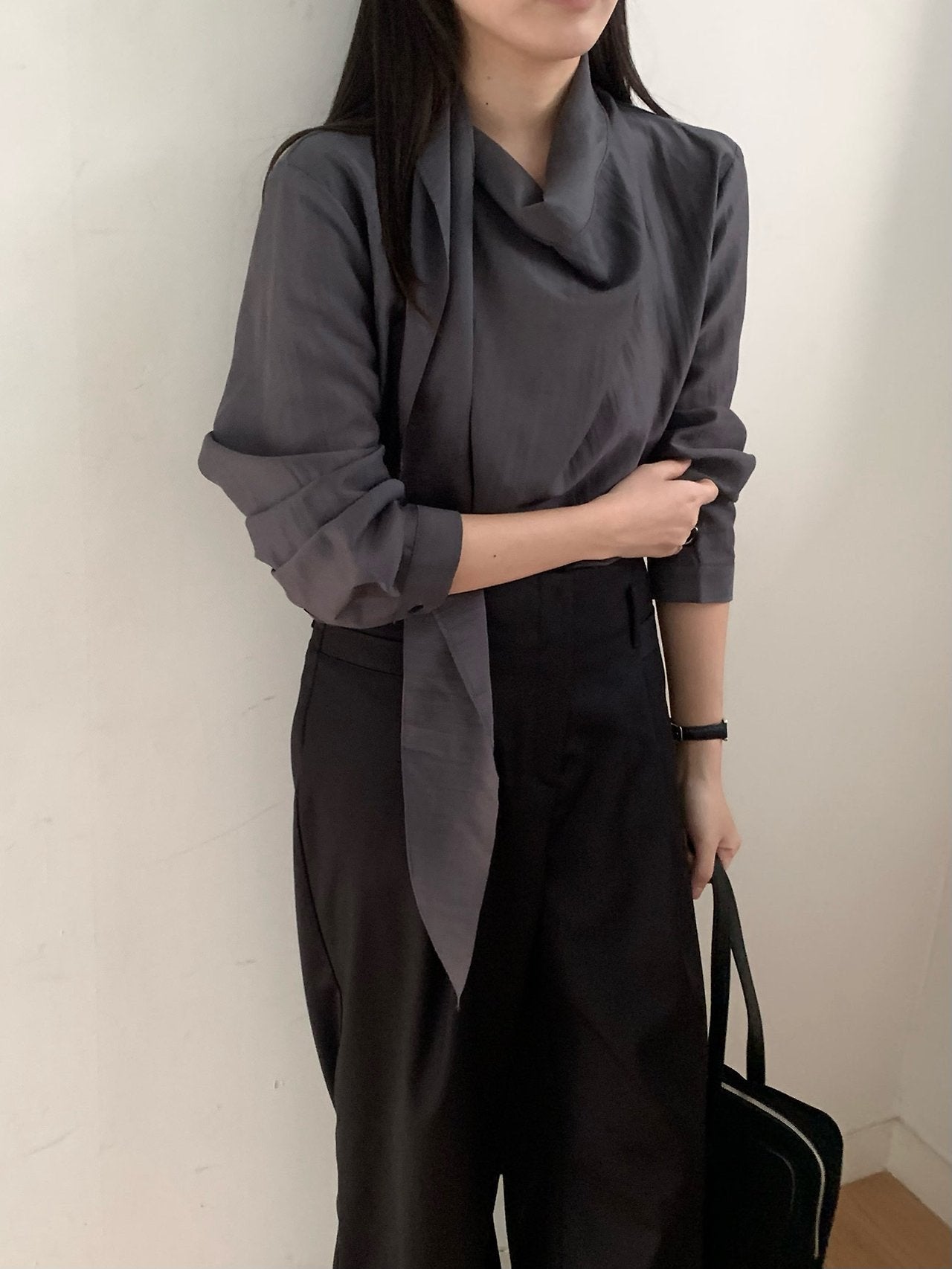 Barrel tie blouse-2col