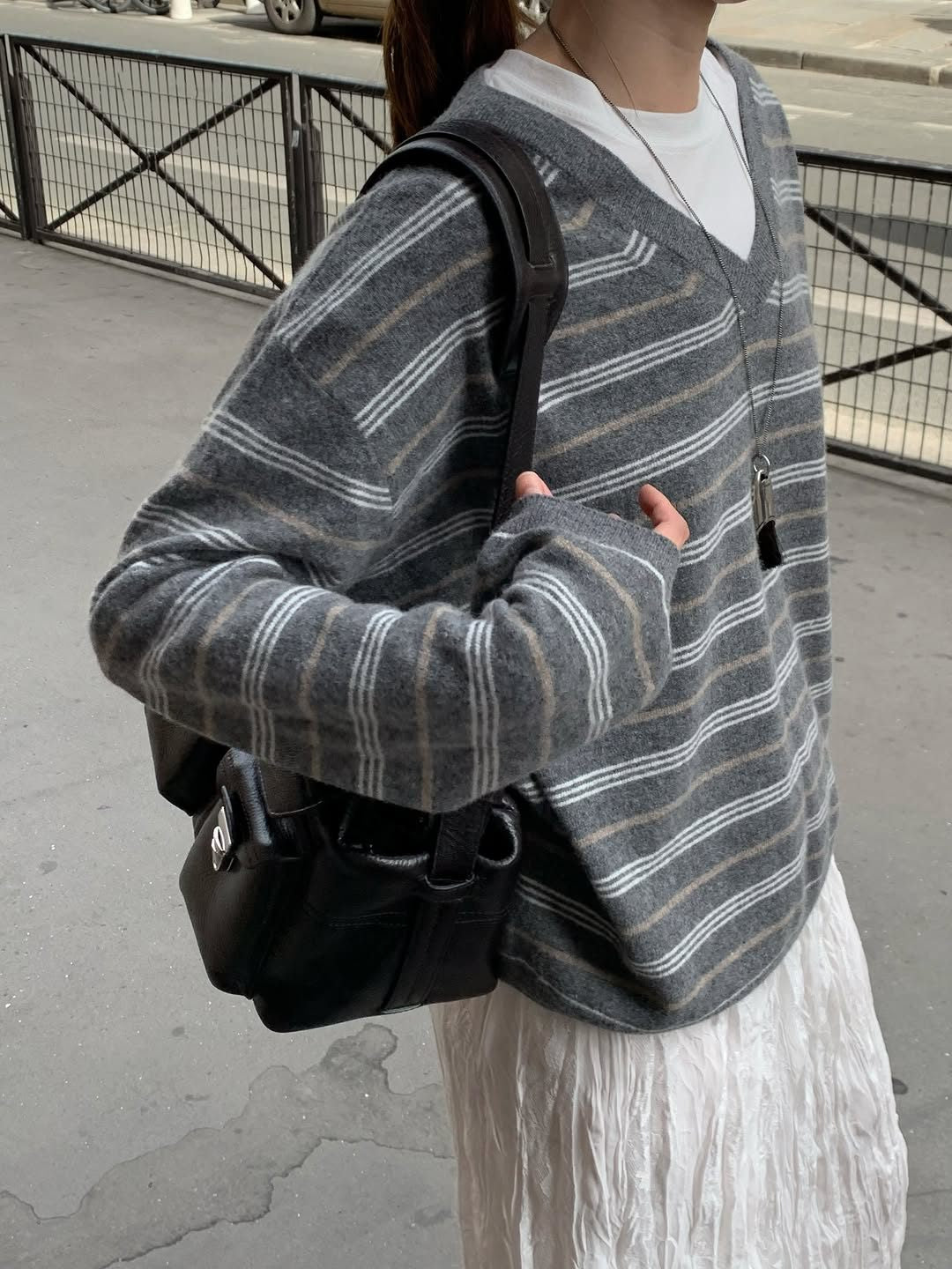 More cashmere stripe knit-2col