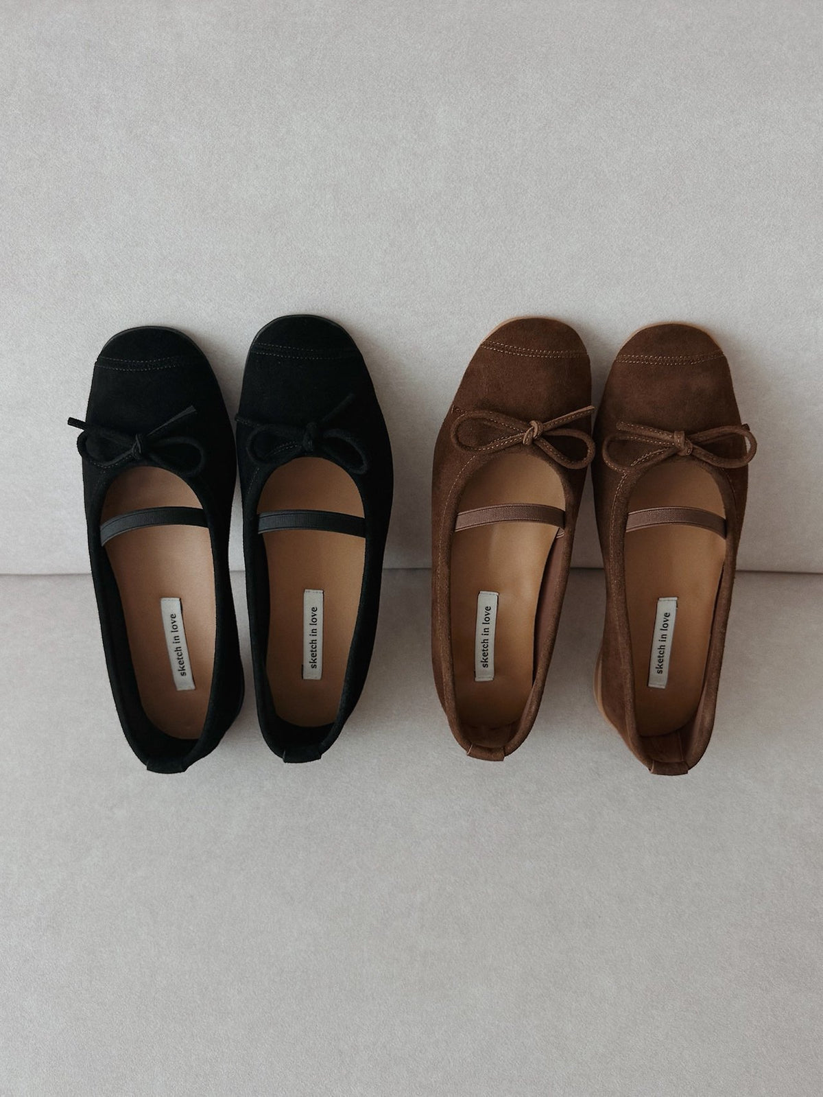 suede comfort ribbon flats-2col