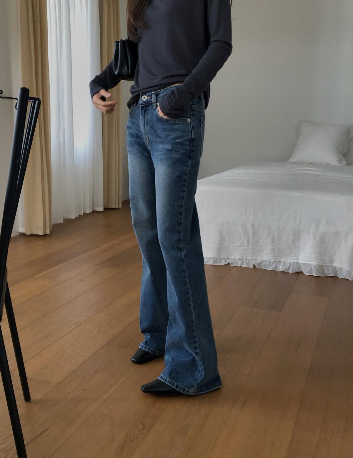 rise bootcut denim