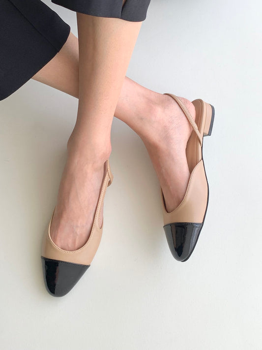Two-tone color-block sling back